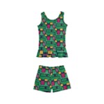 Rectangles on a green background                                                       Kid s Boyleg Swimsuit