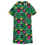 Rectangles on a green background                                                      Kids  Boyleg Half Suit Swimwear
