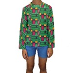 Rectangles on a green background                                                         Kid s Long Sleeve Swimwear