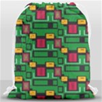 Rectangles on a green background                                                        Large Drawstring Bag