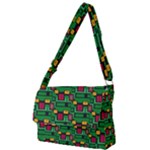 Rectangles on a green background                                                        Full Print Messenger Bag