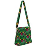 Rectangles on a green background                                                     Zipper Messenger Bag