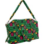 Rectangles on a green background                                                     Canvas Crossbody Bag