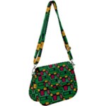Rectangles on a green background                                                   Saddle Handbag