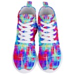 Red blue messy stripes                                                        Women s Lightweight High Top Sneakers