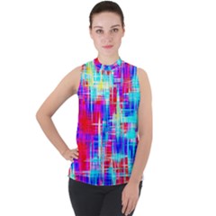Mock Neck Chiffon Sleeveless Top 
