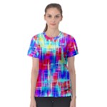 Red blue messy stripes                                                         Women s Sport Mesh Tee