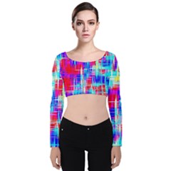 Velvet Long Sleeve Crop Top 