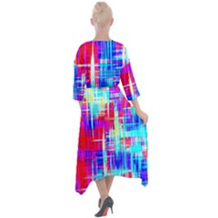 Quarter Sleeve Wrap Front Maxi Dress 