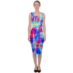 Red blue messy stripes                                                           Sleeveless Pencil Dress