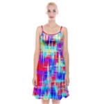 Red blue messy stripes                                                          Spaghetti Strap Velvet Dress
