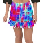 Red blue messy stripes                                                         Fishtail Mini Chiffon Skirt