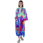 Red blue messy stripes                                                    Maxi Satin Kimono