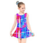 Red blue messy stripes                                                        Kids  Skater Dress Swimsuit