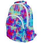 Red blue messy stripes                                                      Rounded Multi Pocket Backpack