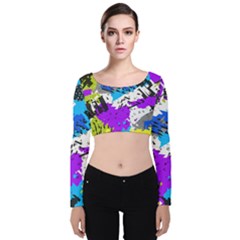 Velvet Long Sleeve Crop Top 