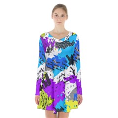 Long Sleeve Velvet V-neck Dress 