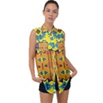 Tribal pattern                                                         Sleeveless Chiffon Button Shirt