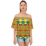 Tribal pattern                                                         Off Shoulder Short Sleeve Top