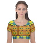 Tribal pattern                                                       Velvet Short Sleeve Crop Top