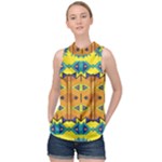 Tribal pattern                                                           High Neck Satin Top