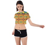 Tribal pattern                                                          Tie Back Short Sleeve Crop Tee