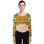 Tribal pattern                                                         Velvet Long Sleeve Crop Top