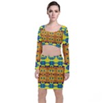Tribal pattern                                                             Long Sleeve Crop Top & Bodycon Skirt Set