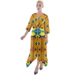 Tribal pattern                                        Quarter Sleeve Wrap Front Maxi Dress
