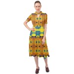 Tribal pattern                                                             Keyhole Neckline Chiffon Dress