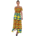 Tribal pattern                                                          Off Shoulder Open Front Chiffon Dress