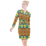 Tribal pattern                                                            Button Long Sleeve Dress