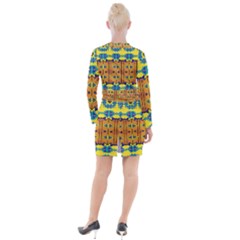Button Long Sleeve Dress 
