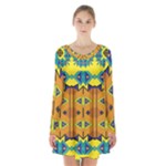 Tribal pattern                                                          Long Sleeve Velvet V-neck Dress
