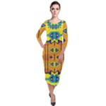 Tribal pattern                                                            Quarter Sleeve Midi Velour Bodycon Dress