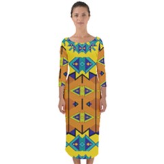 Quarter Sleeve Midi Bodycon Dress 
