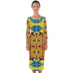 Tribal pattern                                                            Quarter Sleeve Midi Bodycon Dress