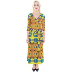 Quarter Sleeve Wrap Maxi Dress 