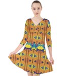 Tribal pattern                                                            Quarter Sleeve Front Wrap Dress
