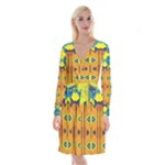 Tribal pattern                                                              Long Sleeve Velvet Front Wrap Dress