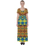 Tribal pattern                                                         High Waist Short Sleeve Maxi Dress