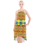 Tribal pattern                                                         High-Low Halter Chiffon Dress