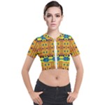 Tribal pattern                                                          Short Sleeve Cropped Jacket