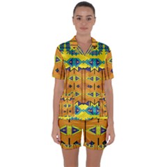 Satin Short Sleeve Pajamas Set 
