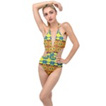 Tribal pattern                                                          Plunging Cut Out Swimsuit