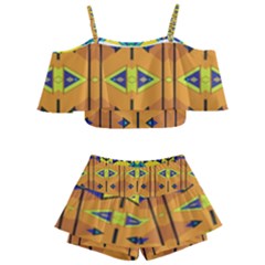 Kids  Off Shoulder Skirt Bikini 