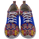 Yellow red shapes on a blue background                                                      Mens Athletic Shoes
