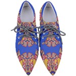 Yellow red shapes on a blue background                                                       Women s Pointed Oxford Shoes
