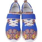 Yellow red shapes on a blue background                                                      Men s Velcro Strap Shoes