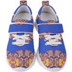 Yellow red shapes on a blue background                                                       Kids  Velcro Strap Shoes